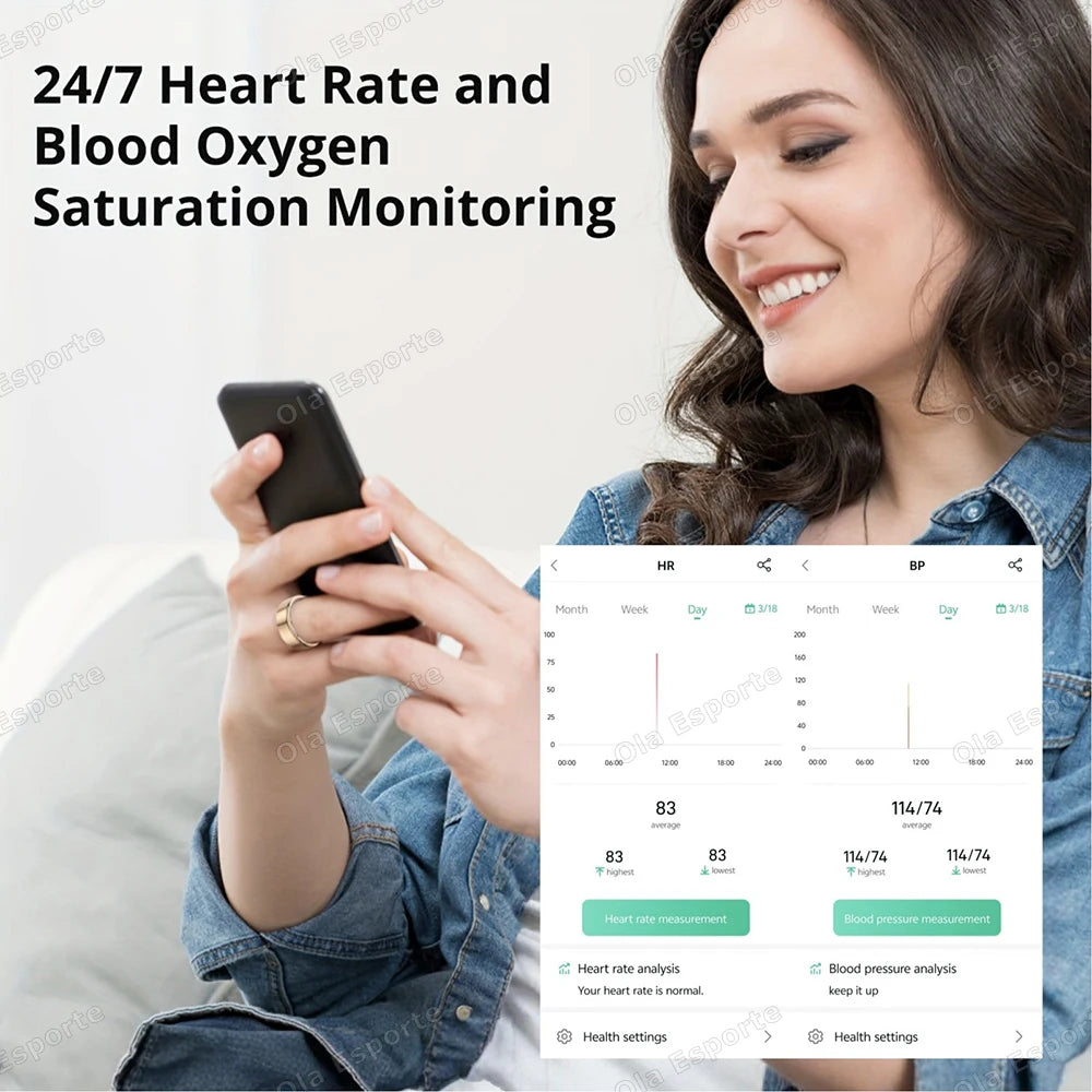 2025 Bluetooth Smart Ring – Heart Rate, Blood Oxygen & Sleep Monitor, Camera Control, 5ATM Waterproof Fitness Smart Ring for Men & Women