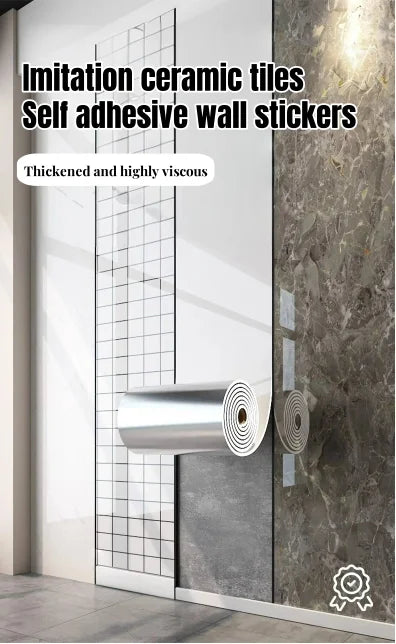 1 roll marble thick foam imitation ceramic tile self-adhesive wallpaper bedroom wallpaper bathroom waterproof wall sticker