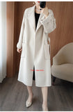100% Pure Wool Double-Sided Cashmere Coat Women Winter New Mid-Length Loose Fashion Pockets Woolen Jacket Female Overcoat B551