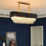 Creative Luxury Crystal Chandelier Rectangular Restaurant Pendant Lights Modern LED Living Room Lamp Lustre Home Elegant Fixture