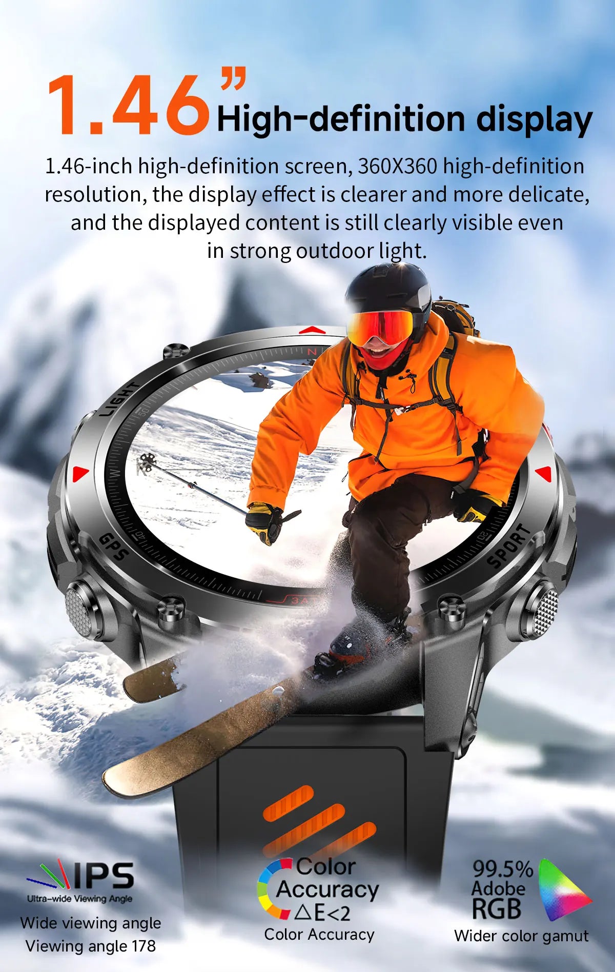 2025 Outdoor Military Smart Watch – Built-in GPS, Compass, Altimeter, Barometer, 3ATM Waterproof Rugged AMOLED Smartwatch with Bluetooth Call