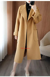 100% Pure Wool Double-Sided Cashmere Coat Women Winter New Mid-Length Loose Fashion Pockets Woolen Jacket Female Overcoat B551