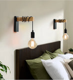 Retro Wood LED Wall Lamp E27 220V 110V Industrial Night Loft Light Fixtures Live Room Bedside Lamp Decor for Bathroom Restaurant