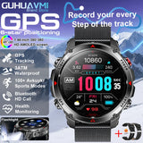 2025 Outdoor Military Smart Watch – Built-in GPS, Compass, Altimeter, Barometer, 3ATM Waterproof Rugged AMOLED Smartwatch with Bluetooth Call