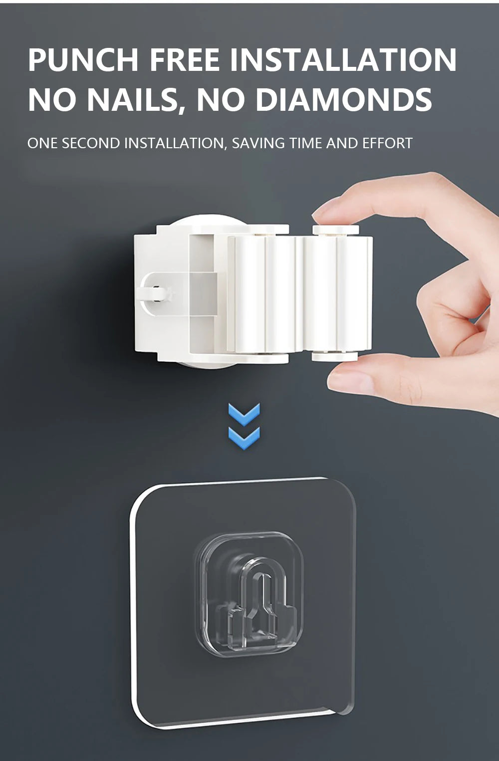 Multi-Purpose Hooks Adhesive Wall Hanging Mop Rack Broom Hanger Hook Kitchen Bathroom Organization Home Organizer Accessories