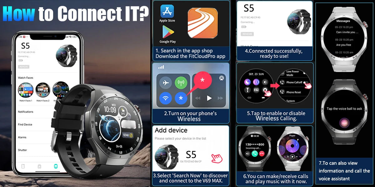 2025 GUHUAVMI GT5 Pro Smart Watch for Men – 1.52” HD AMOLED Display, GPS Motion Tracking, Heart Rate Monitor, Bluetooth Call, IP68 Waterproof Fitness Smartwatch