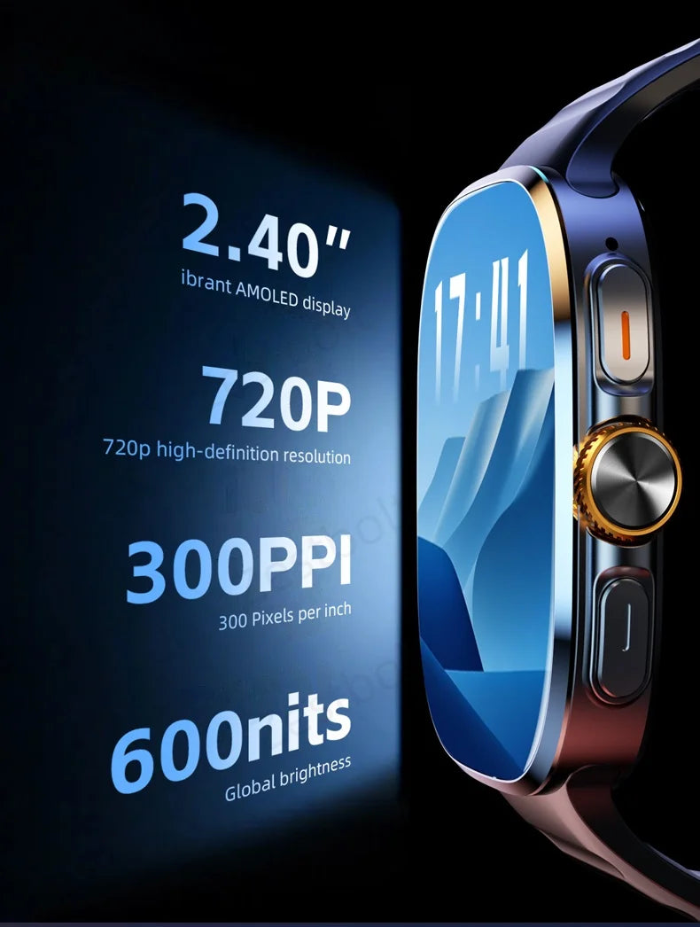 Original M99 5G Android Smartwatch – 2.4” AMOLED Display, 4G/5G SIM Card Support, GPS WiFi, 190° Rotating Camera, Android 10 Smart Watch with Game & Fitness Features