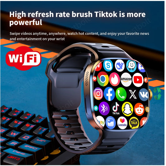 Original M99 5G Android Smartwatch – 2.4” AMOLED Display, 4G/5G SIM Card Support, GPS WiFi, 190° Rotating Camera, Android 10 Smart Watch with Game & Fitness Features