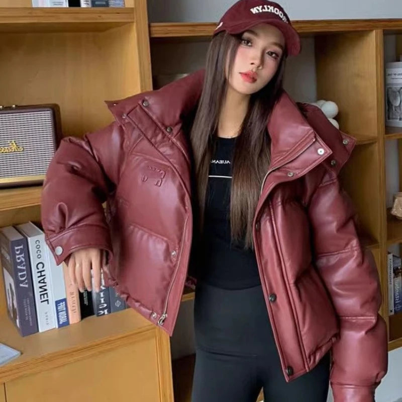 Women’s Winter Hooded Parka – Solid Color Long Sleeve Loose Fit Zipper Jacket with Pockets, Casual High Street Outerwear