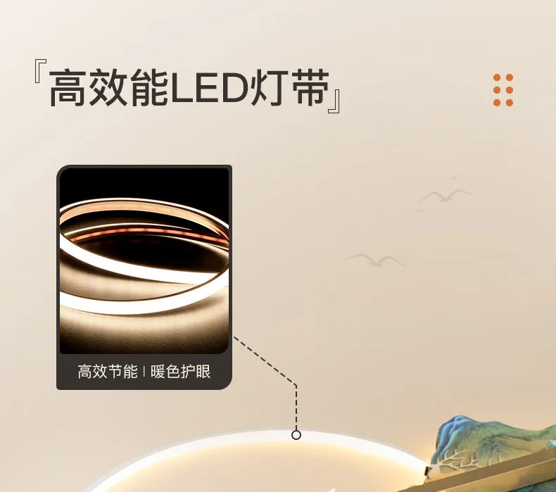 Background Landscape Painting Wall Lamp Chinese Creative Living Room LED Decor Light Corridor Remote Control Lighting Wall Lamps