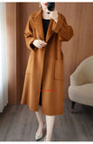 100% Pure Wool Double-Sided Cashmere Coat Women Winter New Mid-Length Loose Fashion Pockets Woolen Jacket Female Overcoat B551