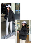 Women’s Short Standing Collar Puffer Jacket – Winter Warm Cotton-Padded Down Coat Fashion Bakery Parka Outerwear