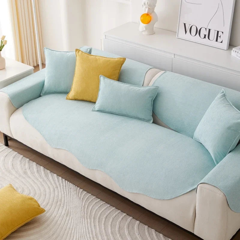 Chenille Non-slip Sofa Cushion Solid Color Sofa Cover Four Seasons Universal for Living Room Sofas 1PC All-Inclusive Towel 소파 쿠션