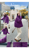 Women’s Short Standing Collar Puffer Jacket – Winter Warm Cotton-Padded Down Coat Fashion Bakery Parka Outerwear