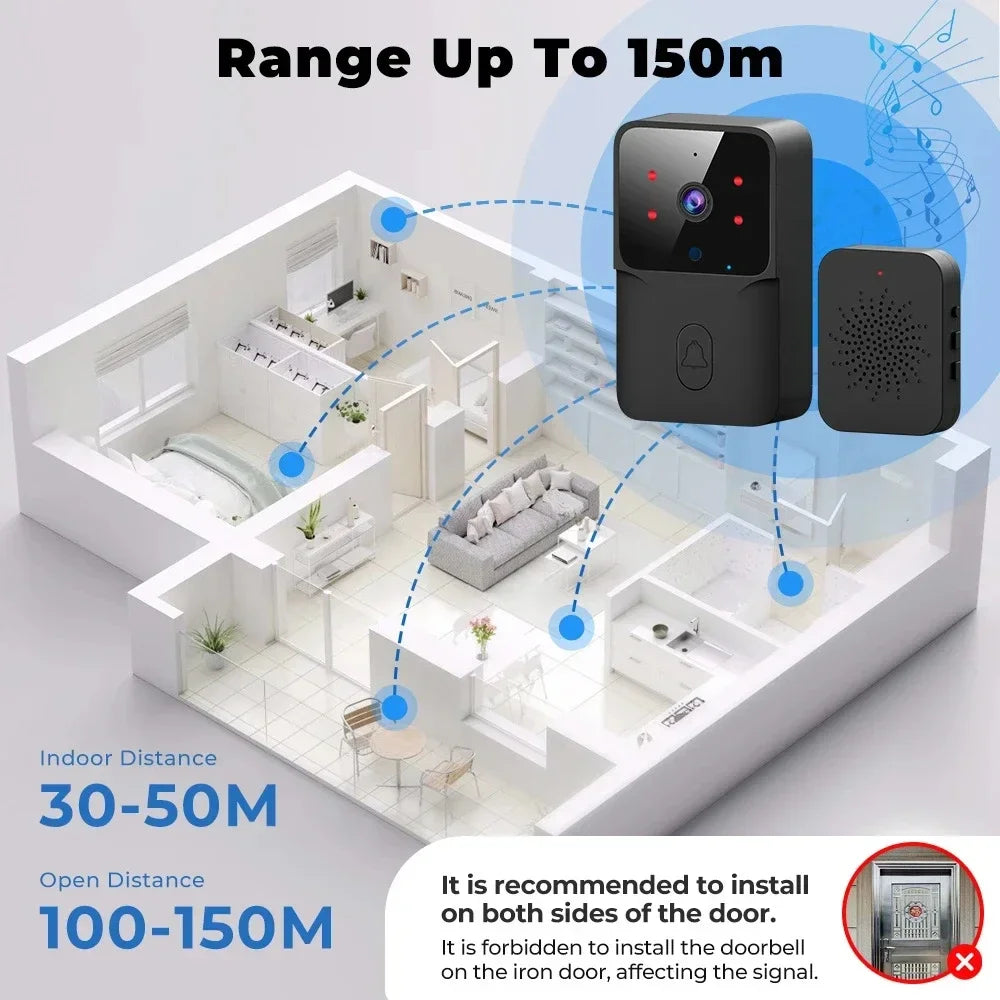 Tuya Smart WiFi Video Doorbell with Camera – Wireless HD Outdoor Security Door Bell, Motion Detection, IR Night Vision, Two-Way Audio & App Control (Works with Alexa & Google Home)