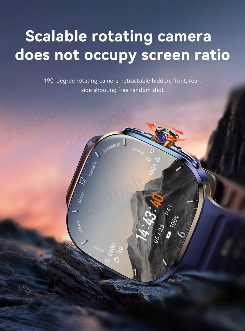Original M99 5G Android Smartwatch – 2.4” AMOLED Display, 4G/5G SIM Card Support, GPS WiFi, 190° Rotating Camera, Android 10 Smart Watch with Game & Fitness Features
