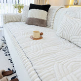 Thicken Plush Sofa Cover Winter Warm Non-slip Straight Couch Cushion Protector Cream Style Couch Slipcovers for Living Room
