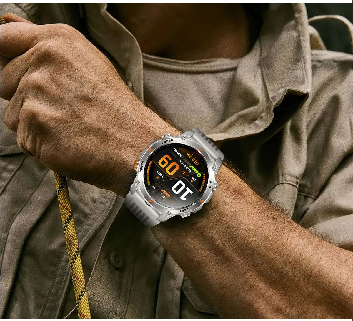 2025 Outdoor Military Smart Watch – Built-in GPS, Compass, Altimeter, Barometer, 3ATM Waterproof Rugged AMOLED Smartwatch with Bluetooth Call