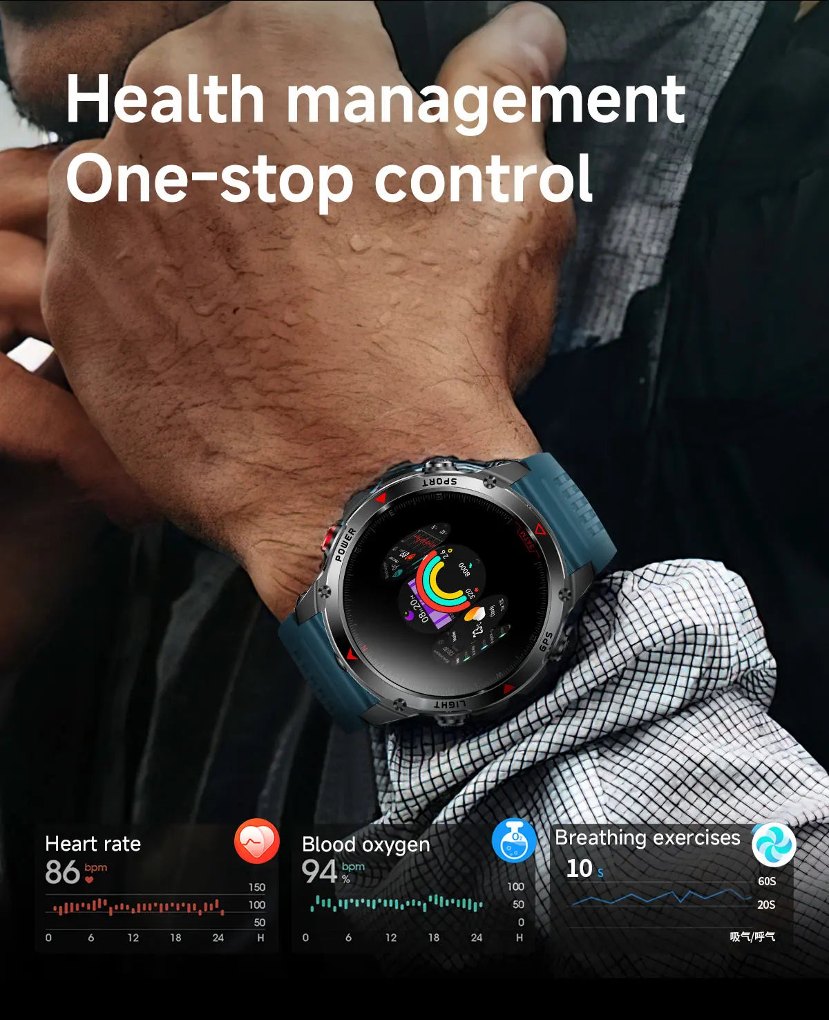 2025 Outdoor Military Smart Watch – Built-in GPS, Compass, Altimeter, Barometer, 3ATM Waterproof Rugged AMOLED Smartwatch with Bluetooth Call