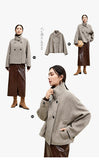SENTUBILA 100% Wool Coat For Women Winter Jackets 2025 Stand Turtleneck Double Sided Short Outerwears Female Clothes