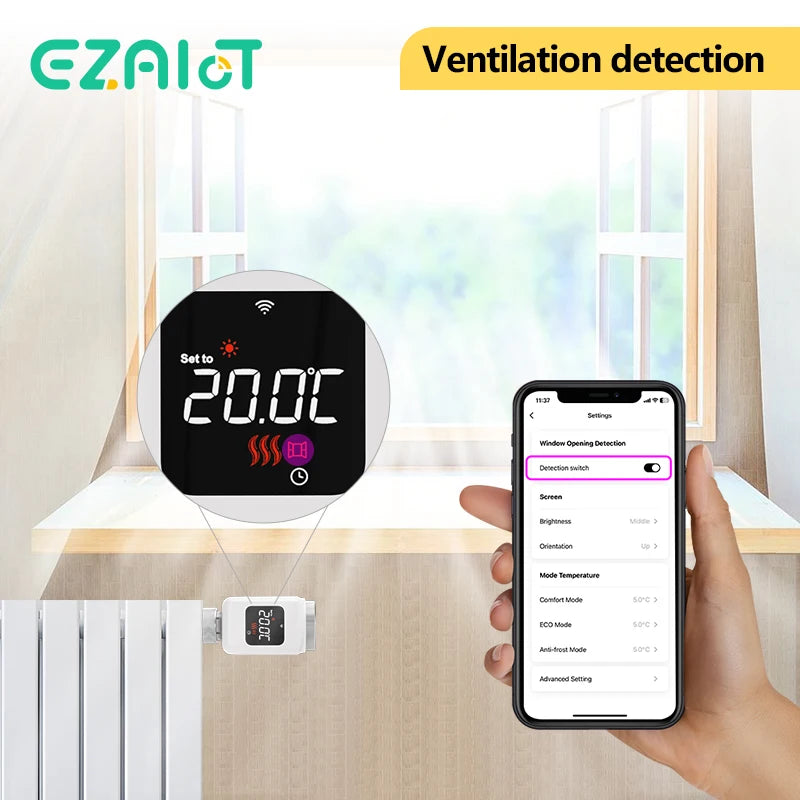 Tuya Smart WiFi Thermostatic Radiator Valve (TRV) – Programmable Temperature Controller with APP Remote Control, Compatible with Alexa & Google Home
