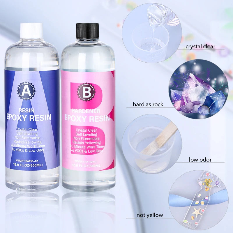 Crystal Clear Epoxy Resin Kit – High Gloss, Bubble-Free Casting & Coating Art Resin for DIY Crafts, Tumblers, Jewelry Making & Wood Projects