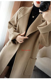 100% Pure Wool Double-Sided Cashmere Coat Women Winter New Mid-Length Loose Fashion Pockets Woolen Jacket Female Overcoat B551