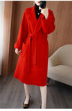 100% Pure Wool Double-Sided Cashmere Coat Women Winter New Mid-Length Loose Fashion Pockets Woolen Jacket Female Overcoat B551