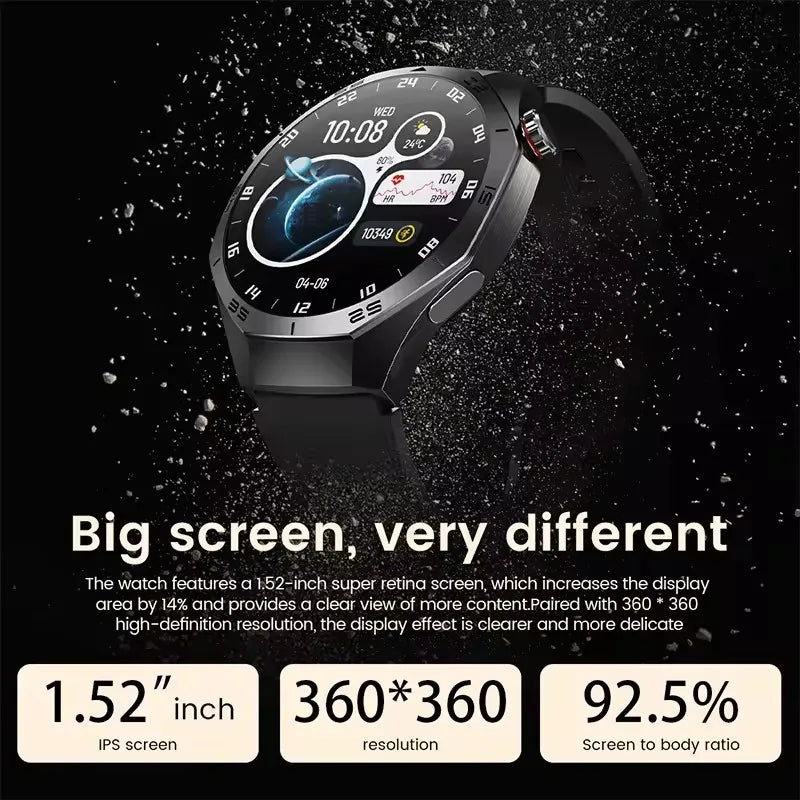 2025 GUHUAVMI GT5 Pro Smart Watch for Men – 1.52” HD AMOLED Display, GPS Motion Tracking, Heart Rate Monitor, Bluetooth Call, IP68 Waterproof Fitness Smartwatch