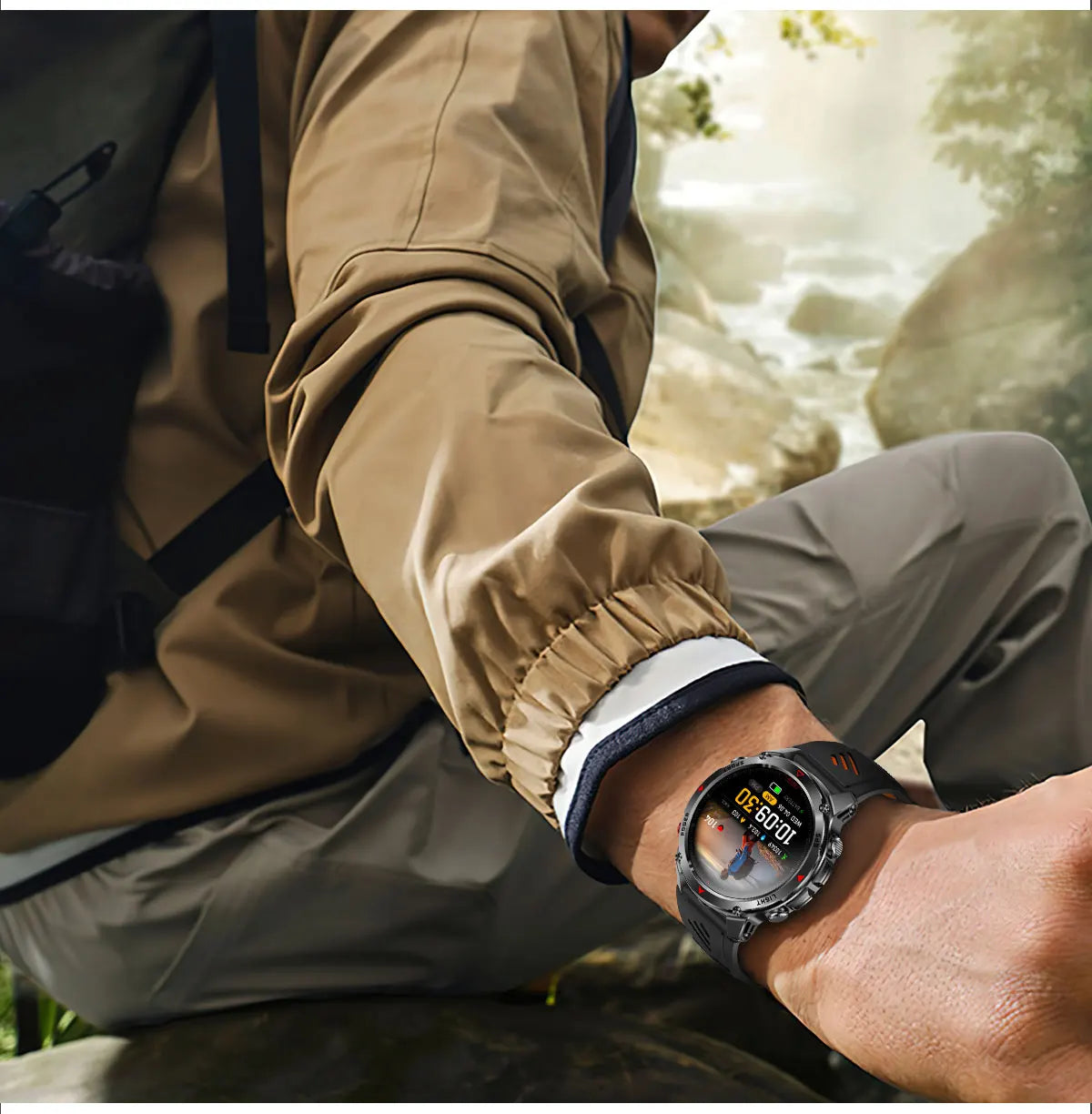2025 Outdoor Military Smart Watch – Built-in GPS, Compass, Altimeter, Barometer, 3ATM Waterproof Rugged AMOLED Smartwatch with Bluetooth Call