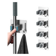 Mop Broom Holder, 4 Pcs Stainless Steel Self Adhesive Mop Holder Wall Mounted with Hooks Hanger Self-Adhesive Broom Holder for Bathroom, Kitchen, Office, Closet, Garden Garage Organiser Plastic Brush Outdoors