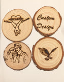 Pack of 4 Personalized Wooden Engraved Coasters – Custom Laser Engraved Wood Slices for Gifts & Decor