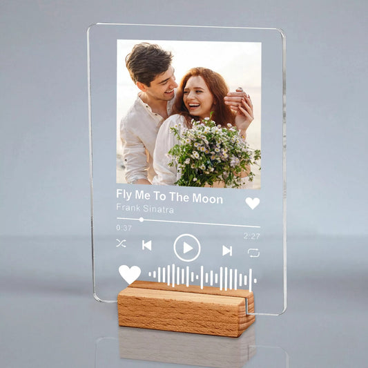 Personalized Spotify Song Plaque with Photo Free Stand Birthday Anniversary Gift