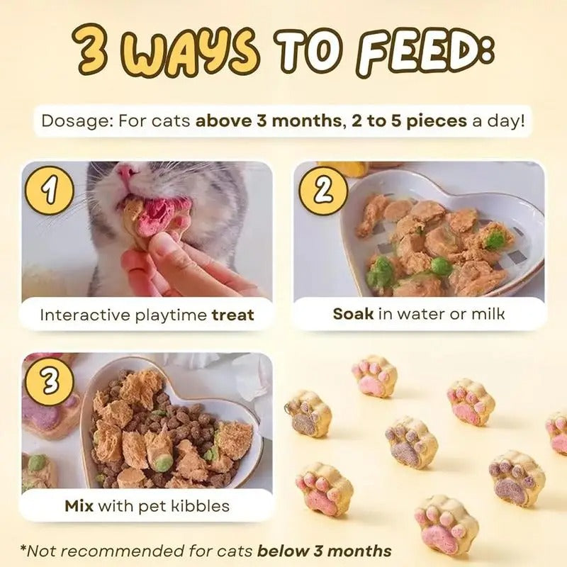 Paw Shape Cat Snack Natural Freeze-dried Cat Paw Footprint Shaped Biscuits Cat Treats Oral Cleaning For Cats Pets