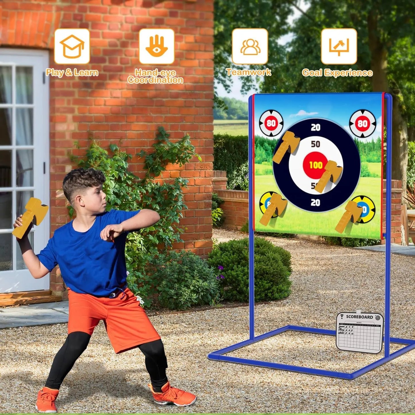 VATOS Axe Star Throwing Game Set Toy For Kids Throw Target Fun Indoor Outdoor Sport Party Play Game Birthday Gift for Boys Girls