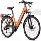 26” Step-Thru Electric Bicycle – Peak 750W Motor, 7-Speed Cityrun E-Bike