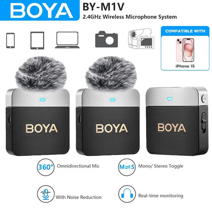 BOYA BY-M1V Wireless Lavalier Microphone – Pro Lapel Mic for iPhone, Android, DSLR, YouTube, Live Streaming & Vlogging