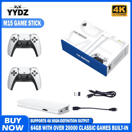 M15 Retro Game Console – 64GB, 20,000+ Games, 4K HD Output, Handheld Game Stick with 20+ Emulators