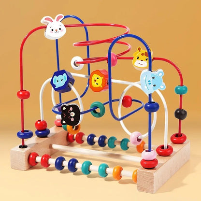Montessori Wooden Roller Coaster Bead Maze – Early Learning Educational Math Toy for Toddlers