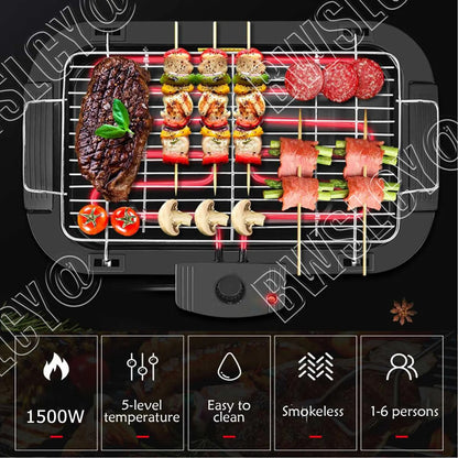 1500W Electric Smokeless Grill – Indoor BBQ with Large Capacity & Non-Stick Surface