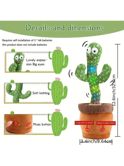 Dancing & Talking Cactus Toy – Singing, Mimicking, and Recording Interactive Plush for Babies & Kids