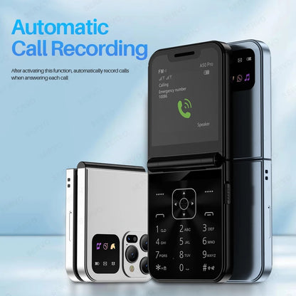 SERVO A50 Pro Klapptelefon – Dual-SIM, automatische Anrufaufzeichnung, Taschenlampe, Typ-C-Aufladung