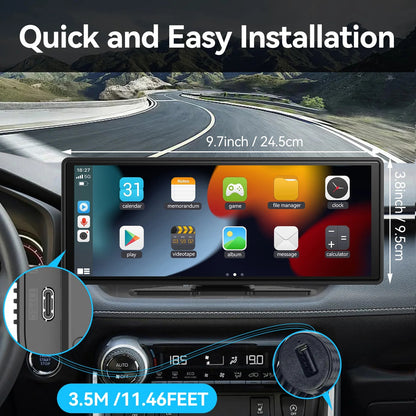 Universal Portable Wireless CarPlay & Android Auto Screen – Smart Car Touchscreen Display