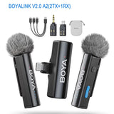 BOYA BOYALINK Ein kabelloses Lavaliermikrofon – Pro Clip-On-Mikrofon für iPhone 15/16, OPPO, Samsung, Xiaomi, GoPro und DSLR