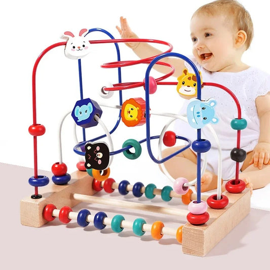 Montessori Wooden Roller Coaster Bead Maze – Early Learning Educational Math Toy for Toddlers