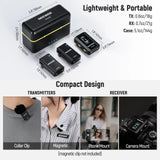 NEEWER CM28 Wireless Lavalier Microphone – Noise-Canceling, 200m Range, Lossless Audio for iPhone & Camera