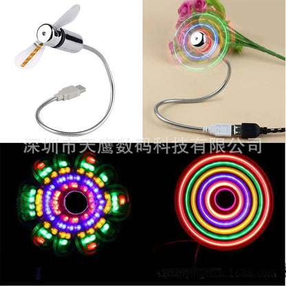 USB Clock Fan with Real-Time Display & Temperature – LED Night Light Gadget for Laptop & PC