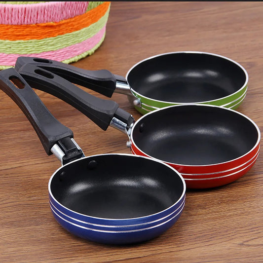 "Mini Non-Stick Frying Pan & Saucepan – 12cm/14cm/16cm Steel Cookware for Kitchen, Assorted Colors