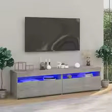 Modern Concrete Grey LED TV Cabinet Set – Stylish Storage Solution (75x35x40 cm, Set of 2)
