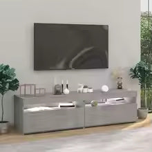 Modern Concrete Grey LED TV Cabinet Set – Stylish Storage Solution (75x35x40 cm, Set of 2)